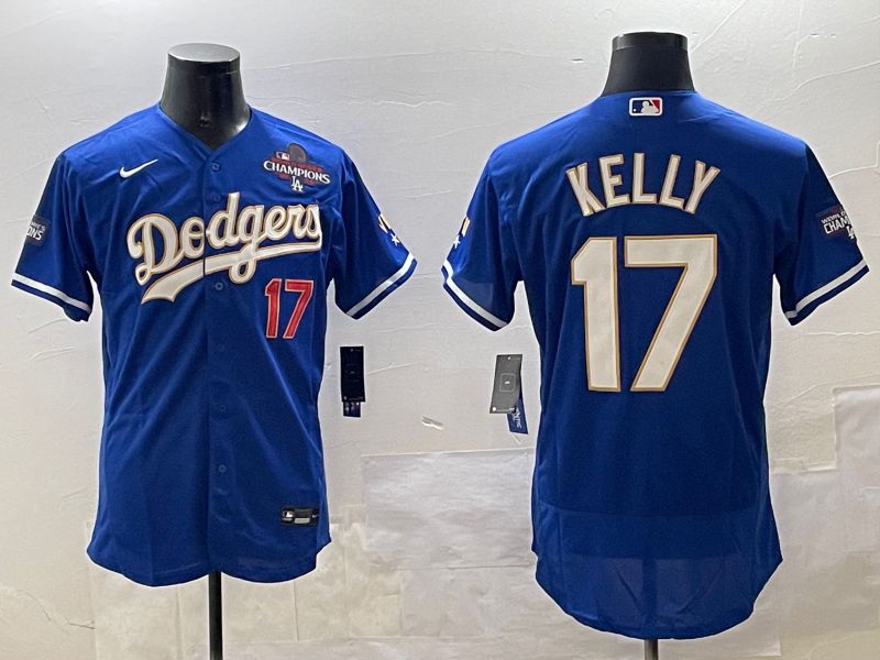 Men Los Angeles Dodgers 17 Kelly Blue Gold Elite 2025 Nike MLB Jersey style 6